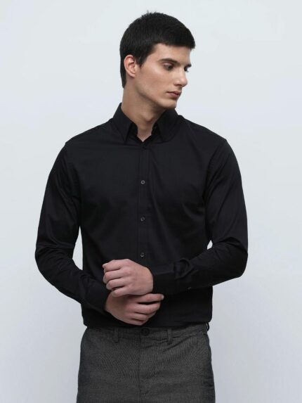 Men’s Black Formal Shirt | Slim Fit Office & Party Wear