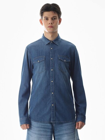Men’s Premium Blue Denim Shirt – Classic Casual Full Sleeve